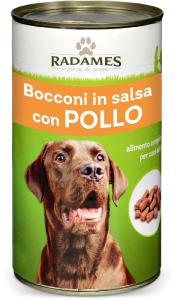 Bocconi in salsa con pollo per cani