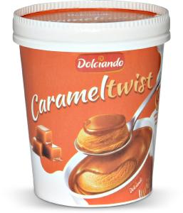 Gelato al caramello salato con crema spalmabile al caramello salato