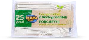 Forchette in plastica compostabile 25 pezzi