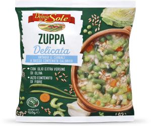 Zuppa delicata di ortaggi e cereali surgelata