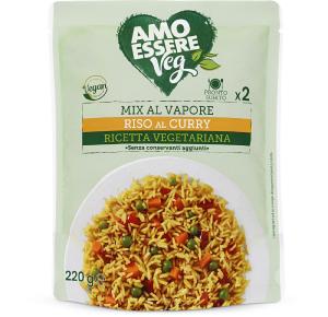 Riso al curry con mix verdure al vapore