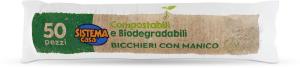Bicchieri compostabili e biodegradabili con manico 50 pezzi 100cc