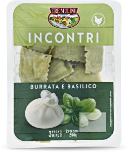 Ravioli incontri burrata e basilico