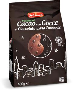 Biscotti frollini al cacao con gocce di cioccolato extra fondente