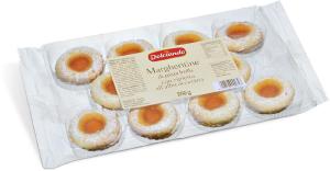 Biscotti margheritine di pasta frolla con ripieno all'albicocca (30%)