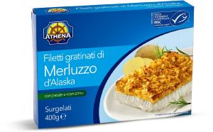 Filetti gratinati di merluzzo d'Alaska con patate e rosmarino surgelati