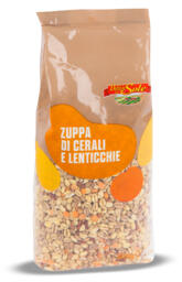 Zuppa di cereali e lenticchie secche