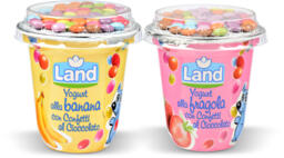 Yogurt fragola/banana con confetti al cioccolato