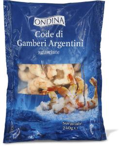 Code di gamberi argentini sgusciate e devenate surgelate