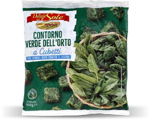 Contorno verde dell'orto a cubetti surgelato