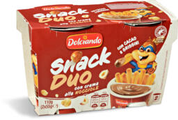 Snack duo con crema alle nocciole e grissini